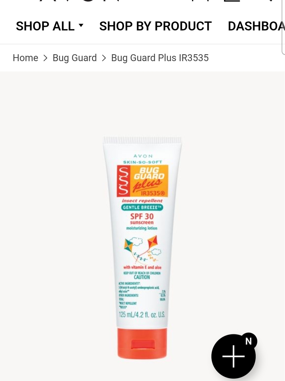 AVON Bug Guard Plus SPF 30 Insect Repellent Lotion With Aloe & Vitamin E.